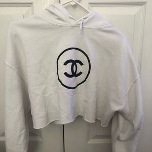 sparkly custom chanel cropped hoodie